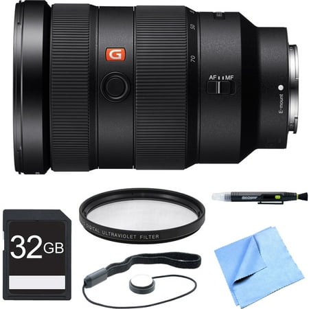Sony FE 24-70mm F2.8 GM Lens, Filter, and Card Bundle - Includes Lens, 82mm Multicoated UV Protective Filter, 32GB SDHC Memory Card, Lens Cap Keeper, and LCD/Lens Cleaning Pen and Microfiber