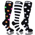 thumbnail image 1 of 3 Pairs Plus size compression socks wide calf ​ 20-30 mmhg knee high circulation swelling 2xl 3xl 4xl 5x, 1 of 7