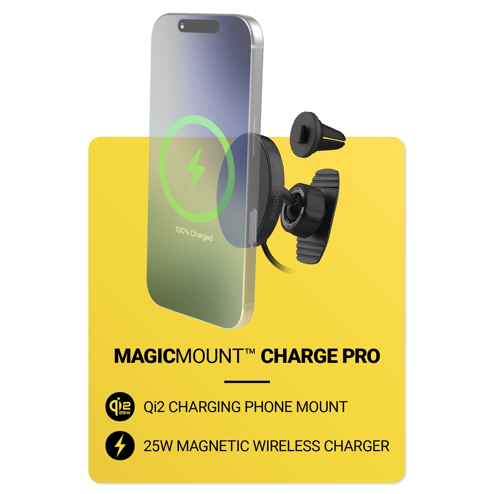 Scosche MPQTRDV-SP MagicMount Charge Pro Qi2 25W Wireless Fast