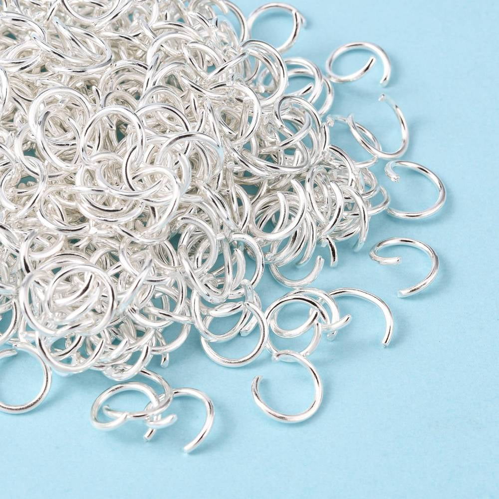 1000gs Iron Jump Rings Open Silver color Plated Single Ring 18 Gauge 8x1mm Inner Diameter: 6mm about 10000pcs/kg Iron