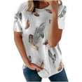 thumbnail image 2 of Wycnly Womens Tops Dressy Casual Going out Fashion Comfy Lightweight Loose Fit Pullover Tees Shirts Summer Short Sleeve Crewneck Tops Leopard Print Blouse Gray l, 2 of 5