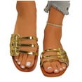 thumbnail image 6 of Eltusu Women Flat Slide Sandals, Open Toe Slip On Fashion Summer Beach Sandals Shoes Gold Size 6, 6 of 8