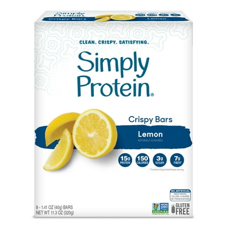 Simply Protein Crispy Bar, Lemon, 15g Protein, 8 (Best 30 Gram Protein Bars)