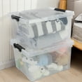 thumbnail image 4 of Easymanie 4-Pack 34 Quart Plastic Storage Bins with Wheels, Large Clear Storage Latch Box, 4 of 6