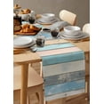 thumbnail image 3 of Hokiten Table Runners 72 Inches Long Dress Scarves, Blue Pink Cream Stripe Farmhouse Kitchen/Dining Table Runner, Coffee Tablerunners, Farmhouse Vintage Wooden 13x72 Inch, 3 of 7