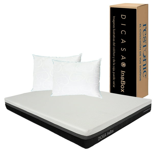 Colchón en Caja Matrimonial DICASA InaBox + 2 Almohadas Oso Firme