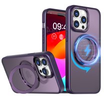 ELEHOLD for iPhone 14 Pro Max Case, Compatible with Mag Safe Accessory 360° Ring Stand Thin Fit Shockproof Protection Rugged Case for iPhone 14 Pro Max,Purple
