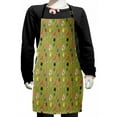 thumbnail image 1 of Spring Kids Apron, Messy Composition with Tulip Lily Aster and Other Wildflowers on Green Background, Boys Girls Apron Bib with Adjustable Ties for Cooking Baking Painting, Multicolor, by Ambesonne, 1 of 2