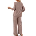thumbnail image 3 of Fantaslook Pajamas Sets for Women Casual Two Piece Lounge Sets 3/4 Sleeve Crew Neck Top Wide Leg Pants Vacation Travel Outfits, 3 of 9