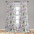 thumbnail image 2 of Floral Window Curtains, Watercolor Design Ornament Repeating Pattern Irish Flowers Bloom, Lightweight Decor 2-Panel Set with Rod Pocket, Pair of - 28"x95", Pastel Purple and Lime Green, by Ambesonne, 2 of 3