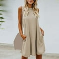 thumbnail image 1 of Robes pour Femmes 2024 Été Surdimensionné Printemps et Col Suspendu Jupe Grand Dos Robe Sans Manches Col Rond 50 % de Réduction!, 1 of 9