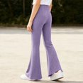 thumbnail image 7 of Mooqilaa Girls Flare Leggings Size 9-10 Years, Ribbed Knit Stretchy Casual High Waist Flare Pants Purple, 7 of 7