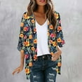 thumbnail image 2 of Womens Cardigan Sweaters Baggy Retro Tunics Blouses Striped Printed Tee Shirts 3/4 Sleeve Tops Loose Relaxed Fit Cardigan Shirts Plus Size Shirts Beach Holiday Blouse Clothes, 2 of 5