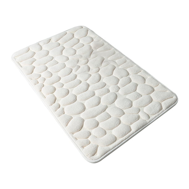 Alfombra de baño de guijarros en relieve Antideslizante y absorbente Lavable a máquina 16" x 24" Tomshoo Blanco
