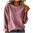 thumbnail image 5 of ClodeEU Womens Fall Long Sleeve Sweater ,Crew Neck Cozy Loose Fit Knit Pullover Sweaters Tops Pink,Womens Plus L, 5 of 6