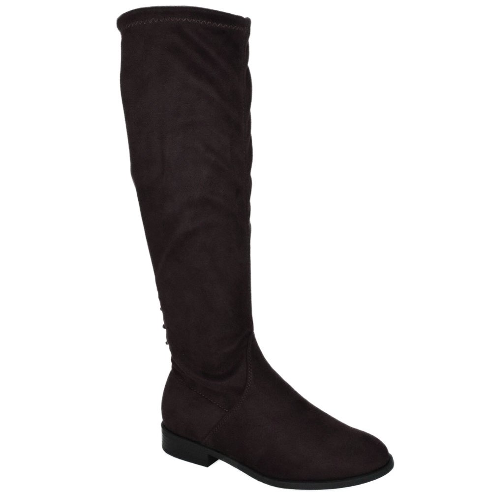 pull&bear pull on western knee high boots in black