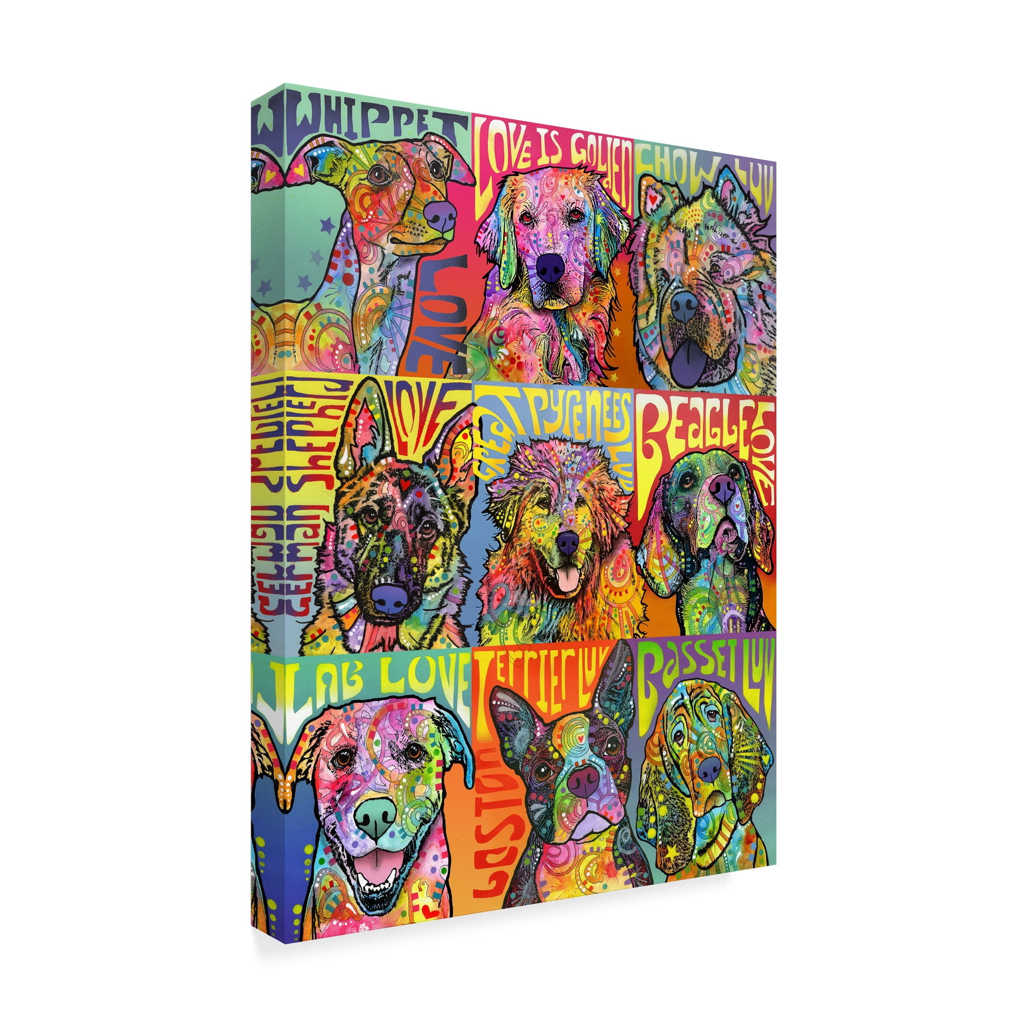 Trademark Fine Art 'Nine Up of Dogs' Canvas Art by Dean Russo
