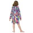 thumbnail image 7 of FORMRS Niños Bathrobe Unisex Hooded Robe Soft Plush Pajamas Sleepwear, Size 7-9T, Colorful Wavy Pattern, 7 of 7
