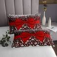 thumbnail image 3 of Red Bowknot Quilt Set Kawaii Bow Knot Coverlet Set,Silk Ribbon Bedspread Set Queen,Glitter Sequin Print Diamond Quilted Dreamy Princess Style Cute Room Decor for Teen Girls, 3 of 5