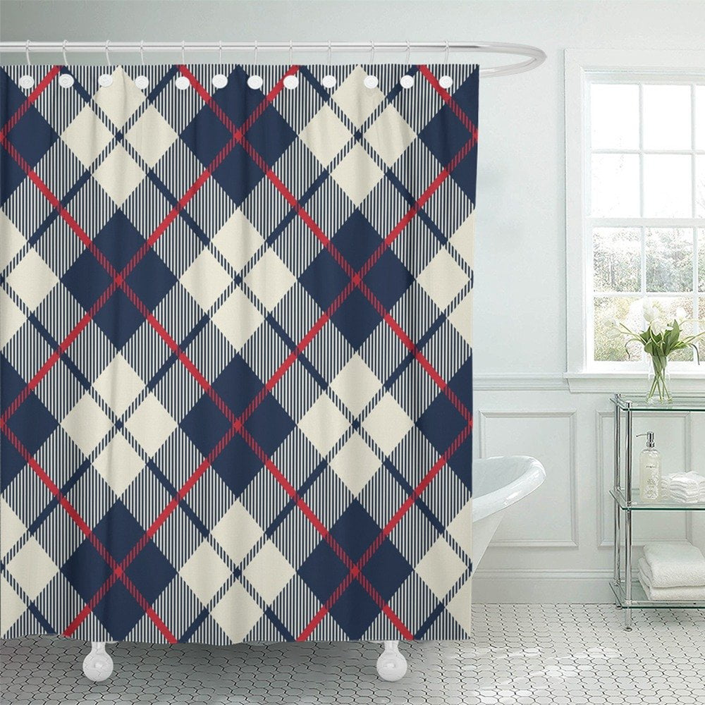 PKNMT Red Plaid Blue and Beige Diagonal Little Pattern Tartan Scotland