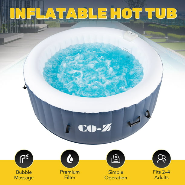 6x6ft PVC Inflatable Spa Tub with Heater & 120 Massaging Jets for Patio ...