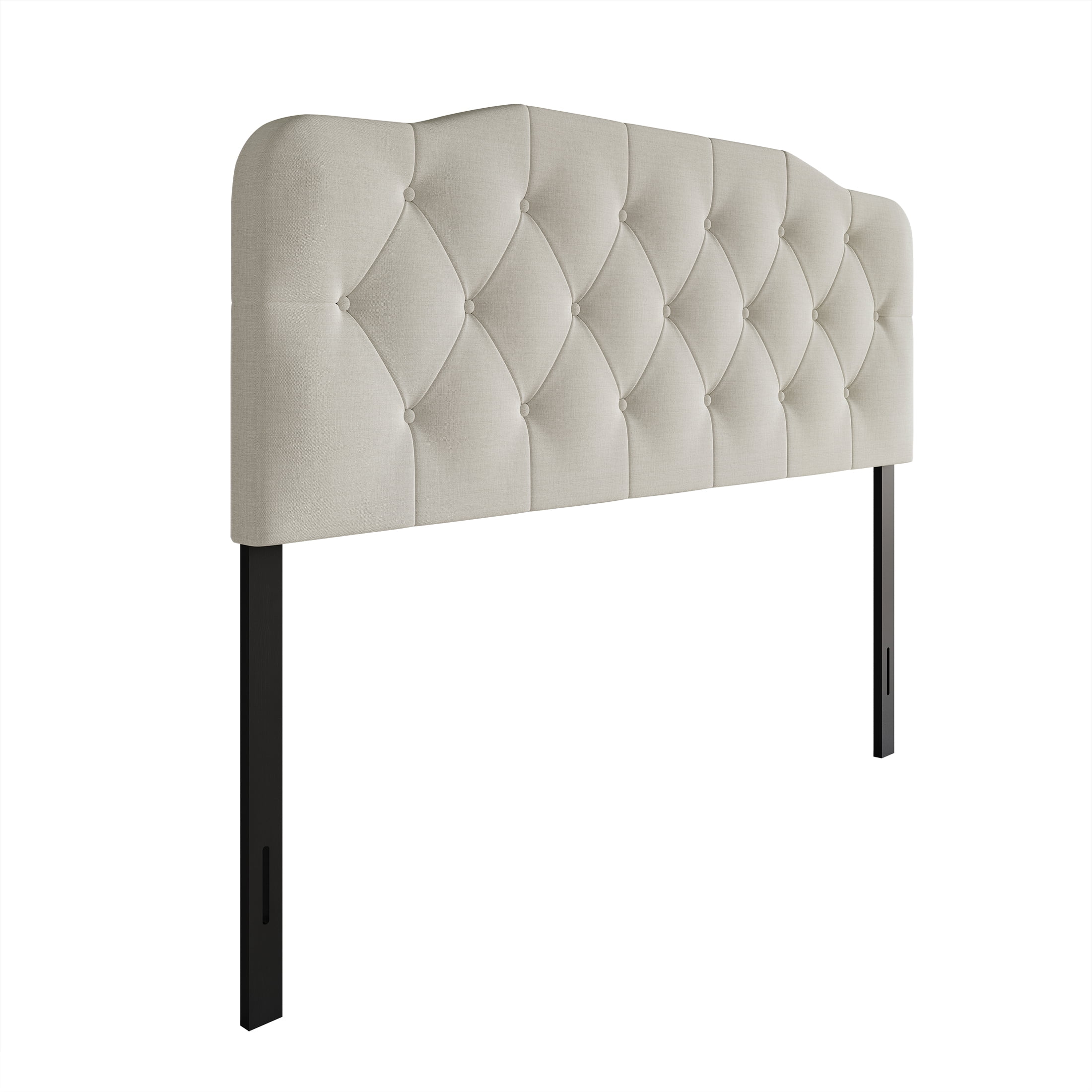 Castle Place Modern Button-Tufted Linen Queen Upholstered Headboard, Warm Grey