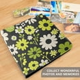 thumbnail image 4 of FORMRS 3 Ring Photo Album 4"x6" Self Adhesive Large Capacity PU Leather Cover, Green Flower Pattern, 4 of 8