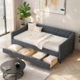 thumbnail image 3 of EBQOSK Daybed with Drawers Upholstered Tufted Sofa Bed, with Button on Back and Piping on Waved Shape Arms Dark Gray Twin, 3 of 7