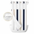 thumbnail image 2 of Beige Navy Blue Striped No Hook Shower Curtain Waterproof, Bathroom Curtains with Snap in Liners and See Through Top Window, Farmhouse Stripe Art Hotel Style Bathtub Curtains Shower 54"Wx78"L, 2 of 8
