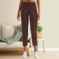 thumbnail image 2 of Audhol Elastic Waist Pants for Women, Women's Pants with Pockets High Waisted Sweatpants Travel Athletic Work Pants for Women Flowy Pants Brown S, 2 of 9
