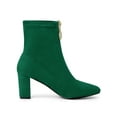 thumbnail image 3 of Unique Bargains Women's Faux Suede Square Toe Front Zip Block Heel Ankle Boots, 3 of 7