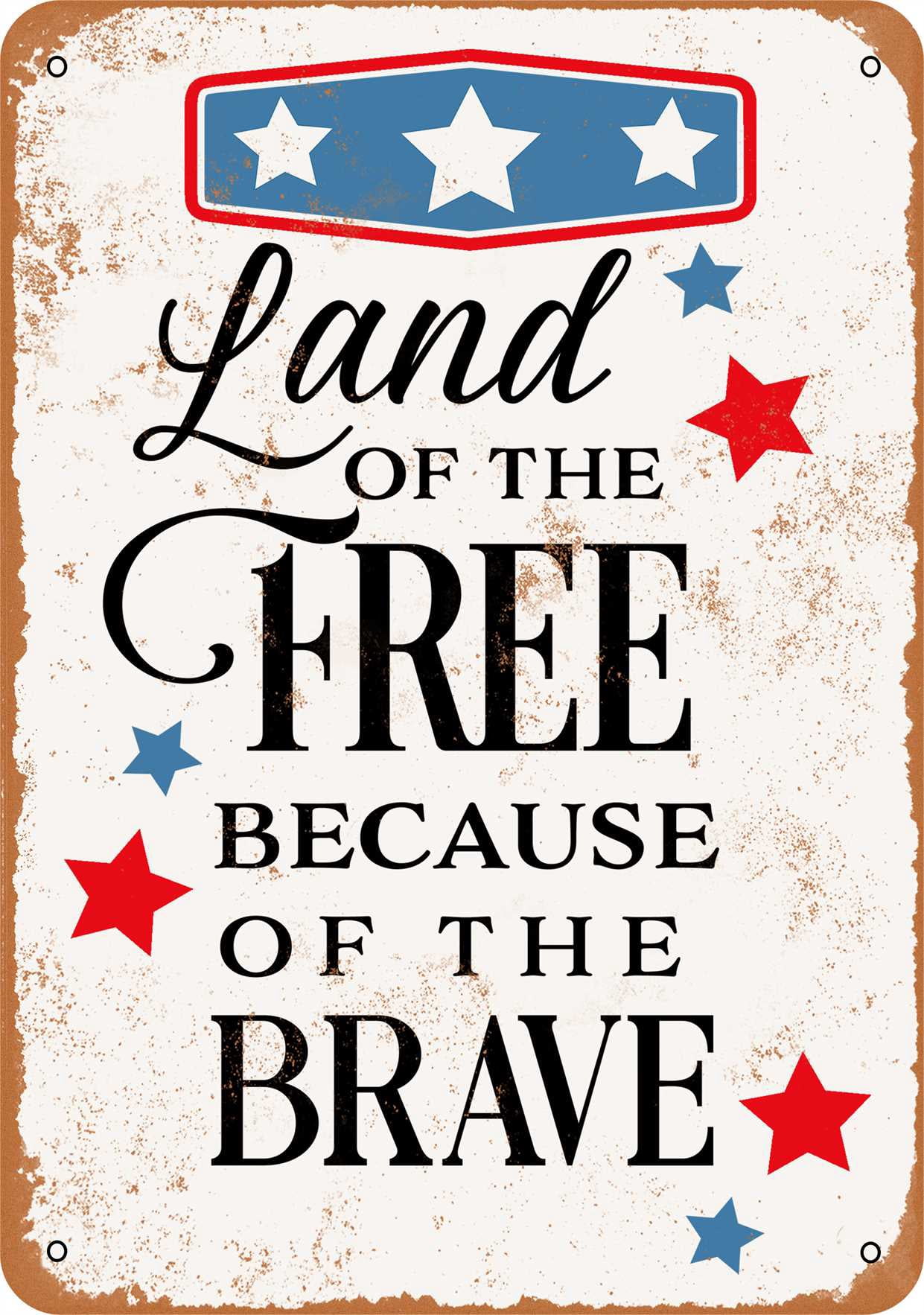 America Land Of The Free Because Of The Brave Rustic Wood Wall Sign 9x22 