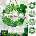 thumbnail image 7 of St. Patrick's Day Decoration Shamrock Door Wreath for Front Door Sign Wall Signs Shamrock Clover Spring Decor Irish Sign Welcome Hanging for Home Decor Party Outdoor Indoor Wooden 12 inch, 7 of 7