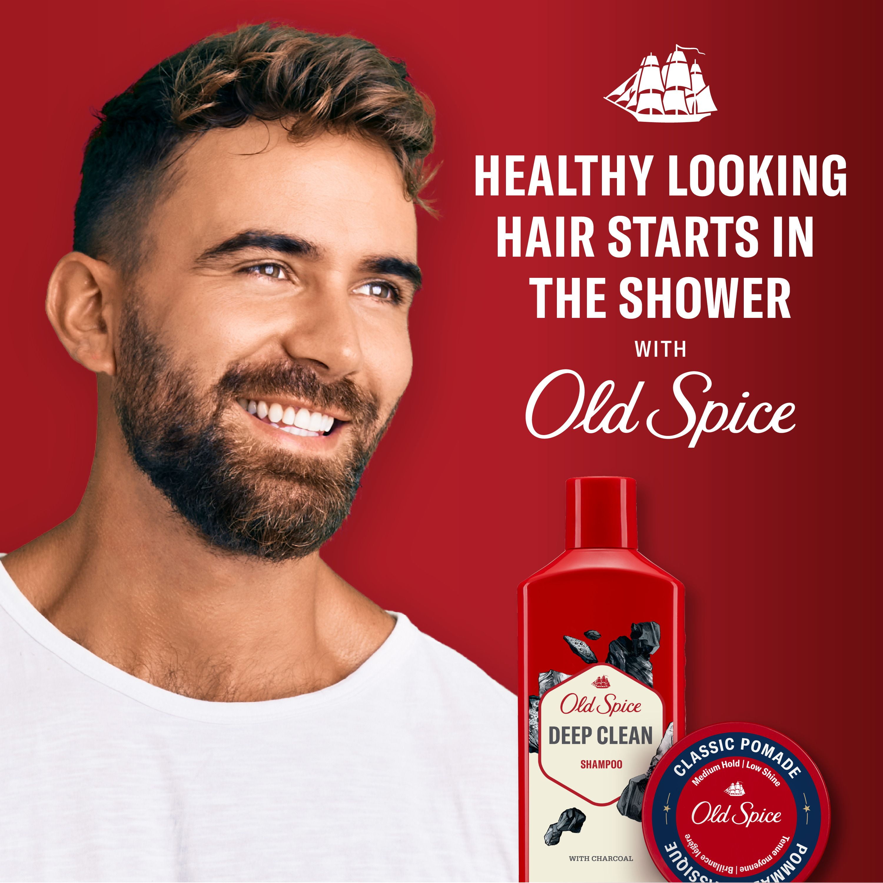 Old Spice Deep Clean Shampoo for Men with Charcoal, Fresh and Clean Scent, Removes Built Up Dirt and Oil, 400ML