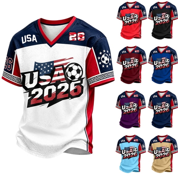 2026 New USA Soccer Jersey Men United States National Team Shirt, United States Jersey Soccer, Resistant V Neck Short Sleeve Football Tee for Sports Casual Daily Use for Adult(White, 3XL)