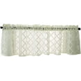 thumbnail image 1 of Nvzi Cenefa de encaje para cortina de cocina, diseño de mosaico marroquí, cenefa corta para café, bolsillo para barra, cortinas pequeñas para ventanas, 1 panel (51" x 16", blanco), 1 of 3