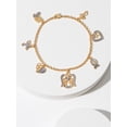 thumbnail image 4 of Forever Facets Women's Diamond Charm Bracelet Set in 14K Gold Plated Brass, 7.25 inch, 4 of 8