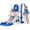 Blue Gray, variant on DKMOCO 6-in-1 Toddler Slide, Kids Slide with Basketball Hoop & Telescope, Indoor Outdoor Playset for Toddlers 1-3, White Gray