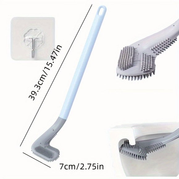 Escobillero de pared sin perforaciones | Cepillo de limpieza de plástico suave de mango largo for inodoro doméstico, cómodo y práctico, fácil de limpiar