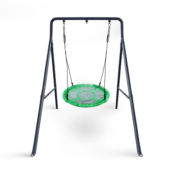 gobaplay Single Swing Set Playground Equipment with FlyMax 40" Round Platform Saucer
