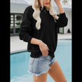 thumbnail image 4 of Sudaderas Informales de Cuello Redondo para Mujer, Camisetas de Larga y Corte Holgado para Otoño. Negro XXL, 4 of 7