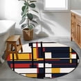 thumbnail image 3 of Round Rugs 3.3Ft, Yellow Red Blue Geometric Round Area Rug Washable Indoor Throw Carpet, Modern Color Block Abstract Art Soft Non Slip Circle Rug for Laundry Room Patio Home Decor Aesthetic, 3 of 8