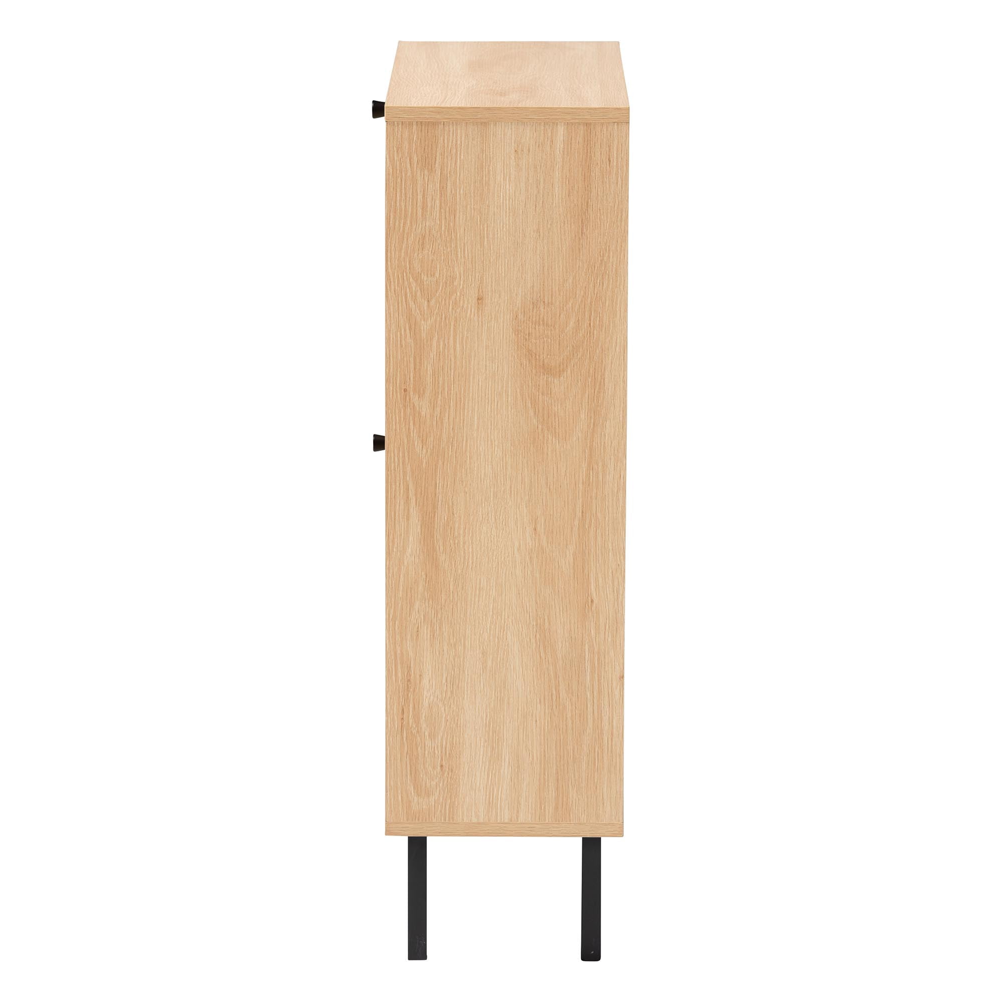 Baxton Studio Remus Classic Shoe Cabinet, 12-Pair, Light Oak