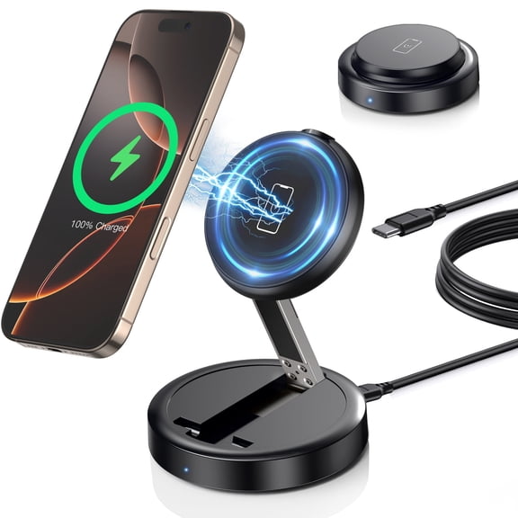 Foldable Charging Station,Magnetic Wireless 15W Fast Mag Safe Charger Pad for iPhone 16 Pro Max/16 Pro/16 Plus/16/15/14/13/12 Series