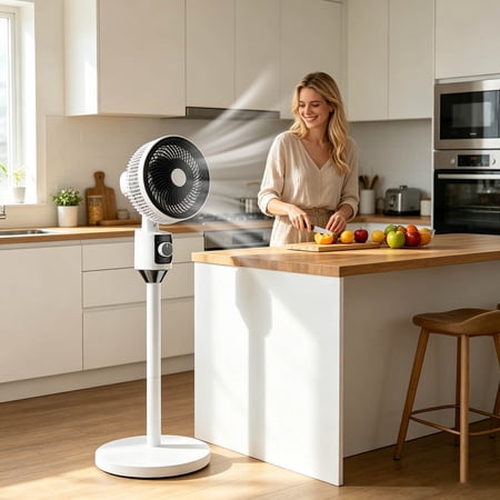 HBNL Oscillating Standing Fan 28.7 inch Rechargeable USB Floor Fan with Remote Foldable Portable Pedestal Fan Quiet Cooling Fan for Bedroom Home Office