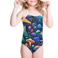 thumbnail image 3 of FOR U DESIGNS Hippie Mushroom One Piece Halter Swimsuit for Girls 7-8 Years Old Breathable Tropical Beach Bathing Suit Novelty Lace-up Swimwear, 3 of 6