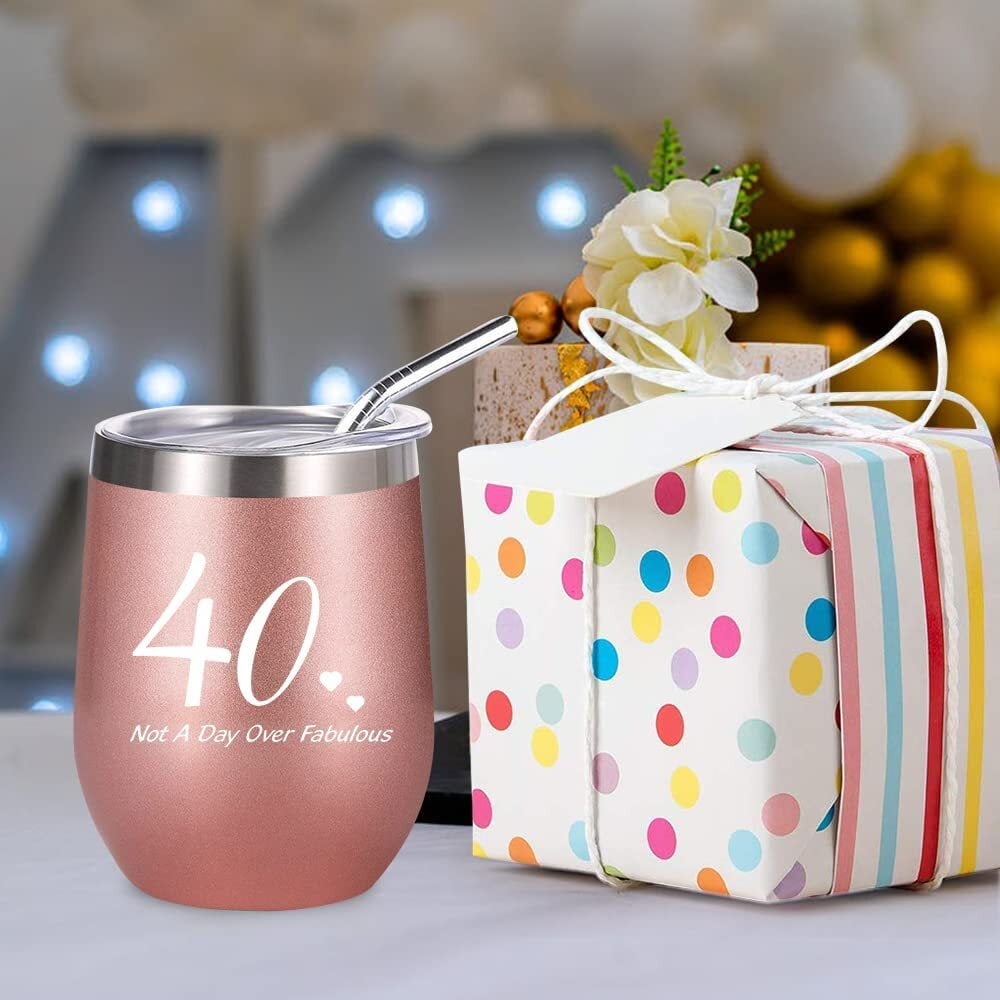 40th Birthday Gifts Women, 9 Special Unique Funny Happy  Humorous Gifts for Women Tuning 40, Wife, Mom, Sister, Friends, Coworker,  40th Bday Gifts Women: Tumblers & Water Glasses