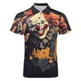 thumbnail image 4 of Psychedelic Clown Joker Men Zipper T-shirt Summer Casual Short Sleeve T-shirt Top, 4 of 7