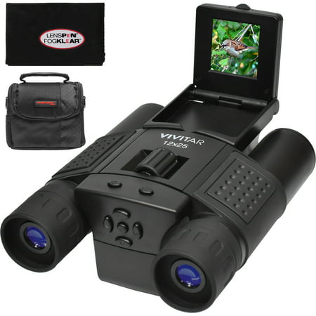 Vivitar 12x25 Binoculars with Built-in Digital Camera with Case + Cleaning (Best Binoculars With Built In Digital Camera)
