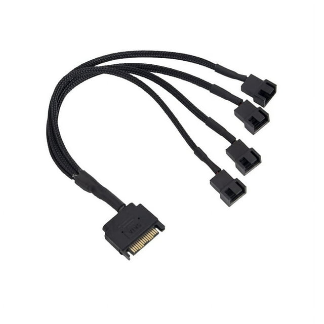 Cooling Fan Adapter Cable, 15 Pin to 4 x 3 Pin / 4 Pin PMW 12V PC Case Fan Power Adapter Cable to 15 Pin